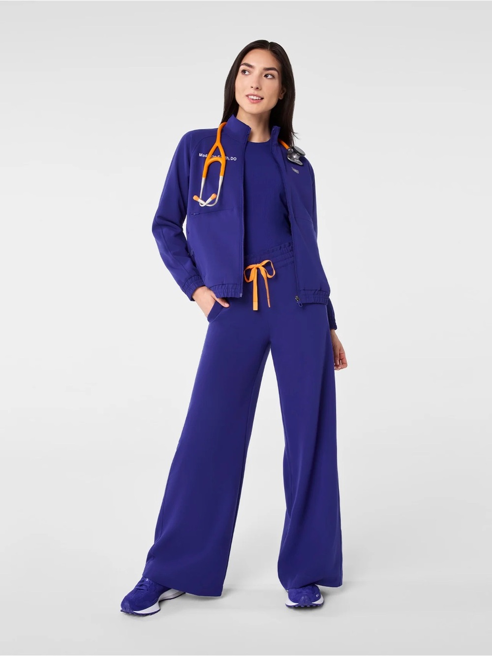 Figs Catarina Top XXSR / Allison Ultra Wide Leg Pants XXSP Set Deep Royal Blue - Picture 5 of 11